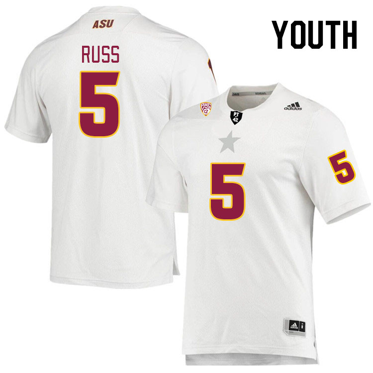 Youth #5 Shawn Russ Arizona State Sun Devils College Football Jerseys Stitched Sale-White - Click Image to Close